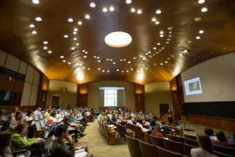 Teaching and learning takes place in a lecture hall