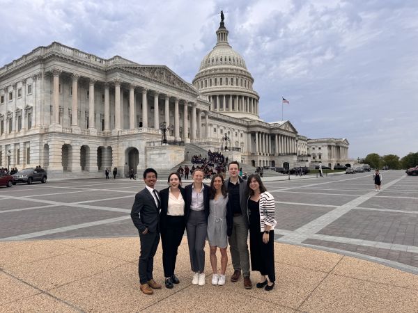 UVA students in front of Capitol Hill during a congressional visit. 